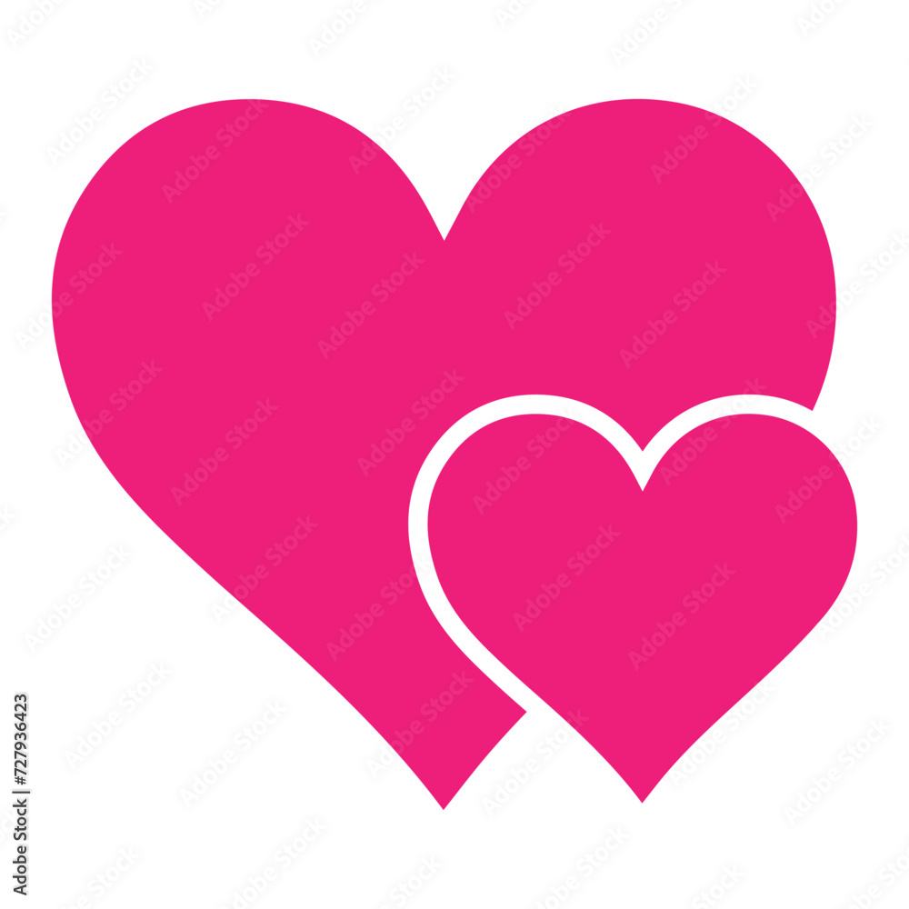 Two hearts in love. Happy Valentine's Day. Vector Illustration isolated on transparent background. PNG