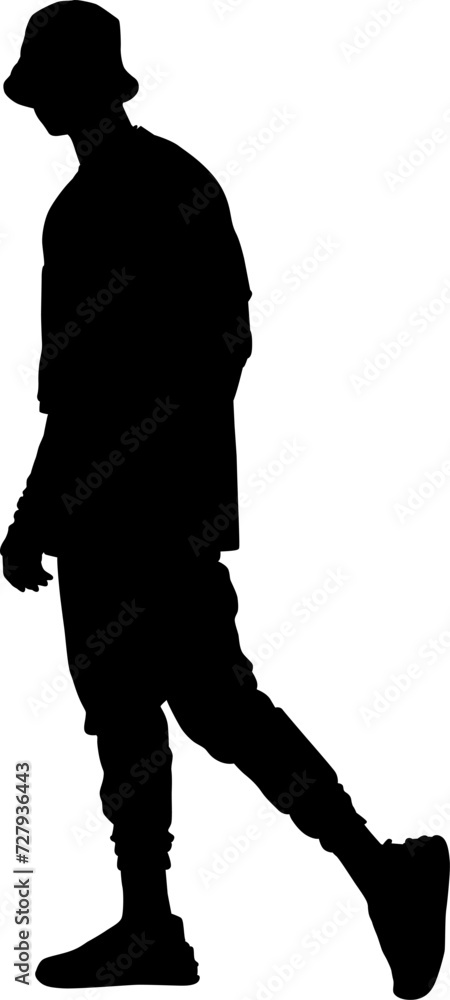 silhouette fashion man isolated on white background