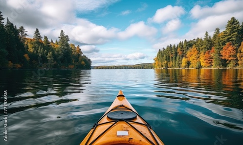 Kayak on a Lake Surrounded by Trees