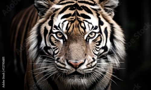 Close Up of Tiger on Black Background