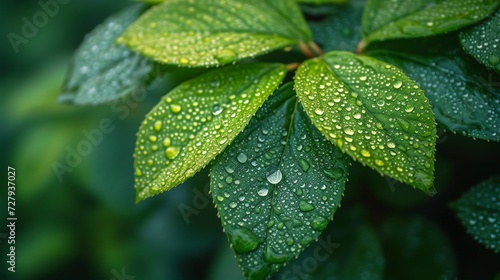 Droplets on Leaves, Close-ups of rain or dew droplets on leaves, emphasizing nature's beauty.