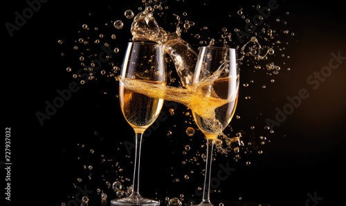 Two Glasses of Champagne Being Filled With Liquid