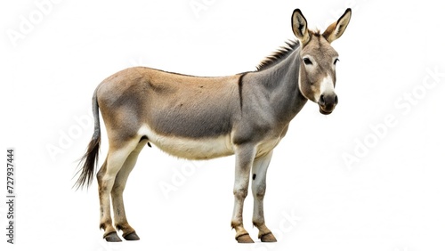 view of a donkey on white background photo
