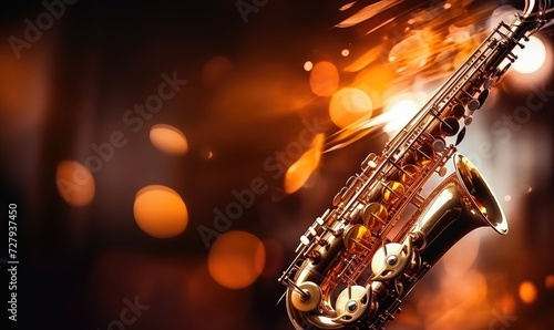 Close Up of Saxophone on Dark Background