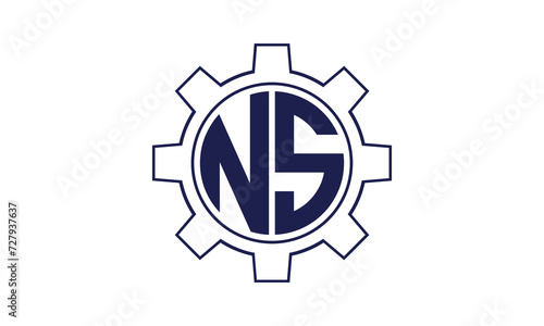 NS initial letter mechanical circle logo design vector template. industrial, engineering, servicing, word mark, letter mark, monogram, construction, business, company, corporate, commercial, geometric