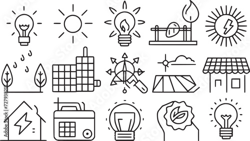 line icons about solar energy photo