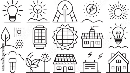 line icons about solar energy