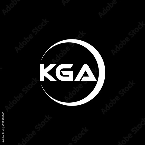 KGA letter logo design with black background in illustrator, cube logo, vector logo, modern alphabet font overlap style. calligraphy designs for logo, Poster, Invitation, etc.