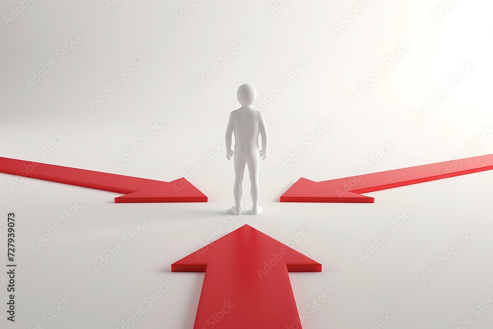 person at a crossroads with three distinct paths ahead, symbolizing decision-making and choices in life or business. A vivid representation of opportunity and dilemma. person at a crossroads with three distinct paths ahead, symbolizing decision-making and choices in life or business. A vivid representation of opportunity and dilemma.