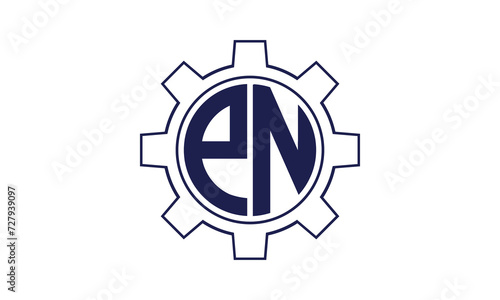 PN initial letter mechanical circle logo design vector template. industrial, engineering, servicing, word mark, letter mark, monogram, construction, business, company, corporate, commercial, geometric