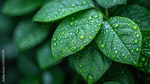Droplets on Leaves, Close-ups of rain or dew droplets on leaves, emphasizing nature's beauty.