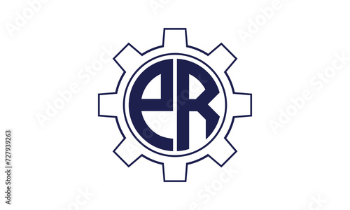 PR initial letter mechanical circle logo design vector template. industrial, engineering, servicing, word mark, letter mark, monogram, construction, business, company, corporate, commercial, geometric