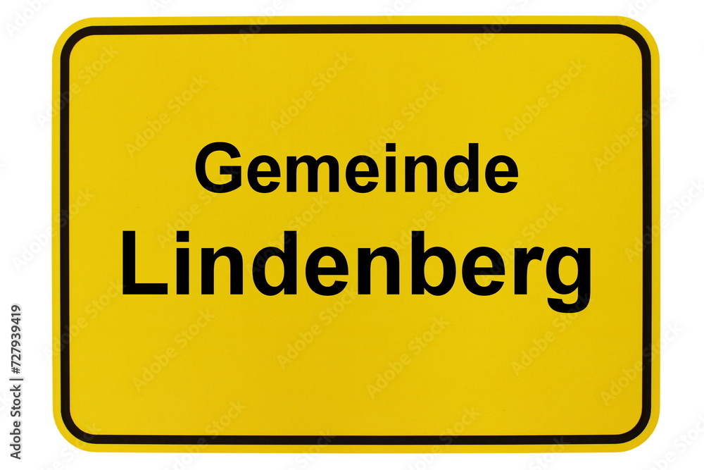 Illustration eines Ortsschildes der Gemeinde Lindenberg in Mecklenburg-Vorpommern