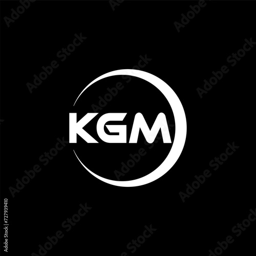 KGM letter logo design with black background in illustrator, cube logo, vector logo, modern alphabet font overlap style. calligraphy designs for logo, Poster, Invitation, etc.