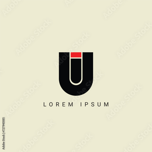 UI letter logo design. UI polygon, circle, triangle, hexagon, flat and simple style with white color variation letter logo set in one artboard. UI minimalist and classic logo. UI