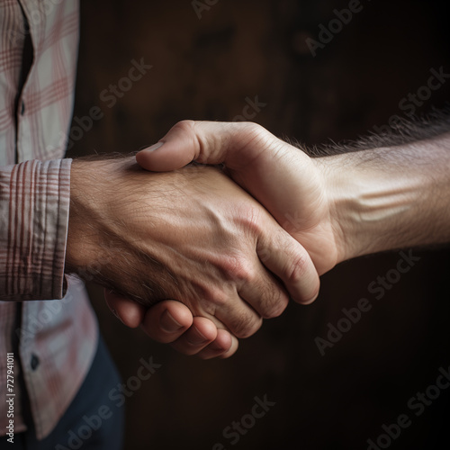 Diverse Accord: Friendly Handshake Between Two Different Men - Generative AI