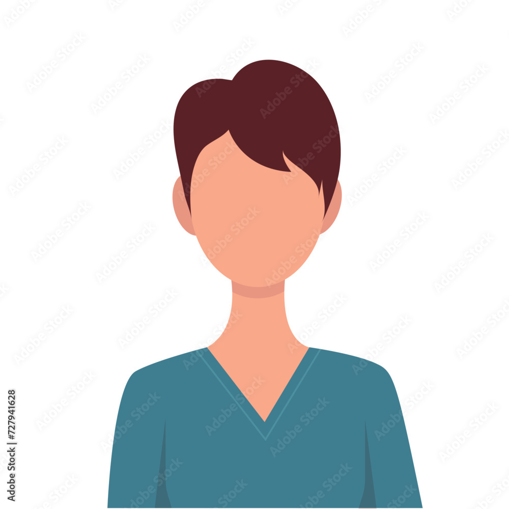 Woman with short hair. Vector illustration. Flat design. Isolated on a white background.