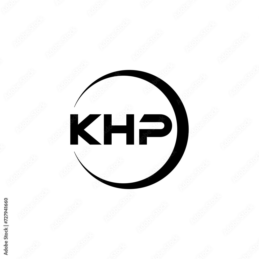 KHP letter logo design with white background in illustrator, cube logo, vector logo, modern alphabet font overlap style. calligraphy designs for logo, Poster, Invitation, etc.