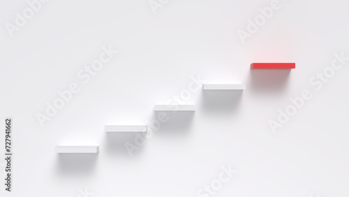Steps of development Red top step. 3D Stock