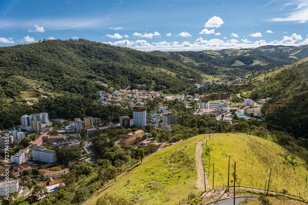 Aerial view of the city of Águas de Lindóia from the lookout point of Cruzeiro Hill.