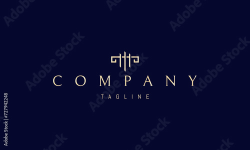 A vector golden logo with an abstract image of a Greek column representing the judicial system.