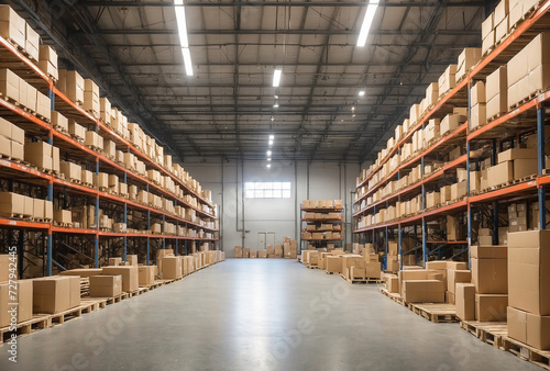 warehouse with cardboards boxs