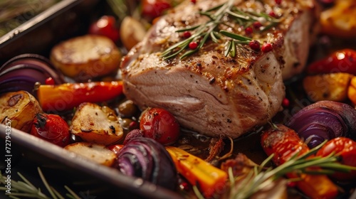 Succulent Roasted Pork Loin with Vegetables and Herbs