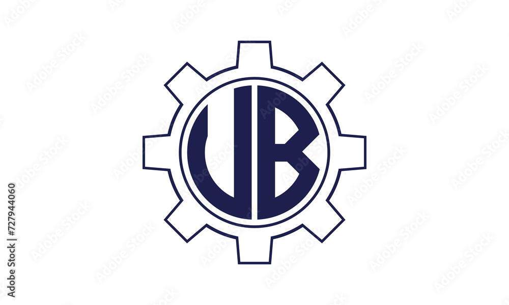 UB initial letter mechanical circle logo design vector template. industrial, engineering, servicing, word mark, letter mark, monogram, construction, business, company, corporate, commercial, geometric