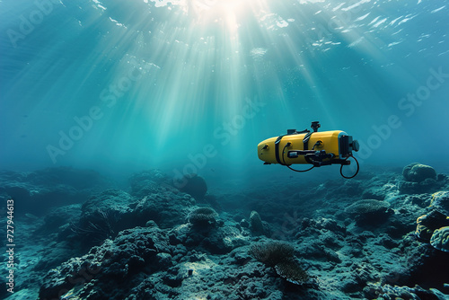Cutting-edge sonar for mapping systems pierce the ocean's depths. Submersibles, remotely operated vehicles, ROVs, rovers, diving/scuba vehicle photo