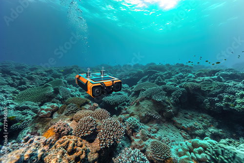 Cutting-edge sonar for mapping systems pierce the ocean's depths. Submersibles, remotely operated vehicles, ROVs, rovers, diving/scuba vehicle photo