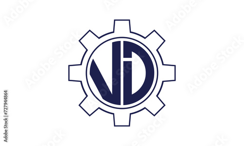 VD initial letter mechanical circle logo design vector template. industrial, engineering, servicing, word mark, letter mark, monogram, construction, business, company, corporate, commercial, geometric