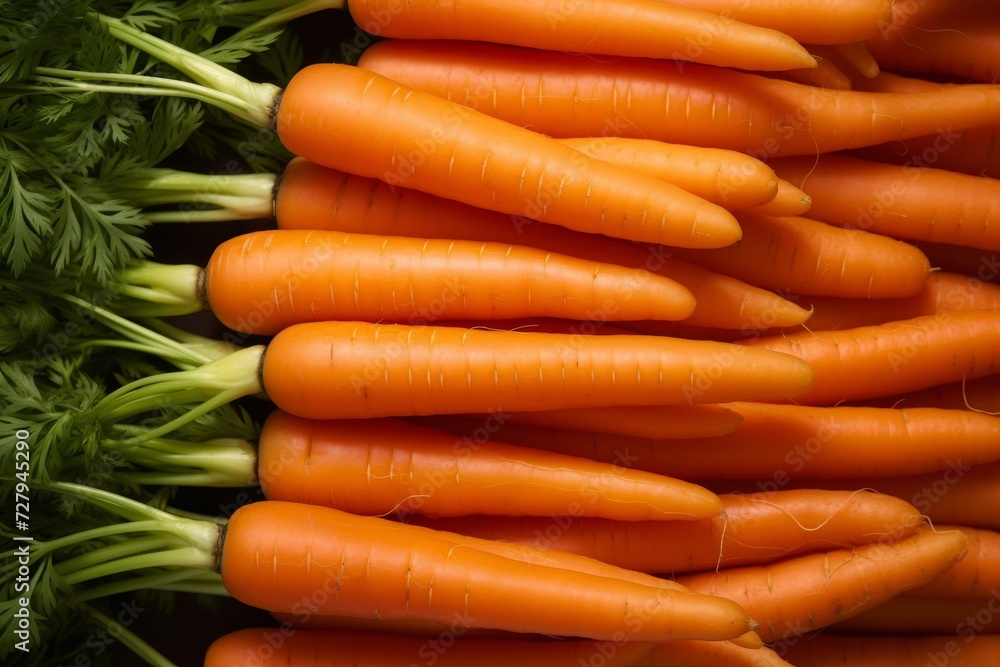 Fresh Organic Carrots with Lush Green Tops Close-up Fresh Organic Carrots with Lush Green Tops Close-up
