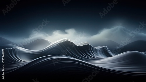 Reflective waves with a silky texture. Various shades of blue, creating a sense of depth and tranquility. 