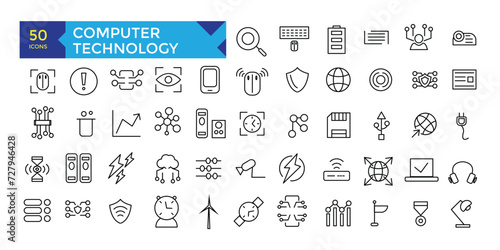 Set of computer data processing icons. technology icons. photo