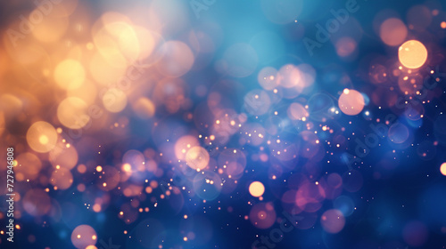 Soft, glowing orbs in a bokeh pattern, creating a magical and sparkling backdrop against the serene twilight blue of the night