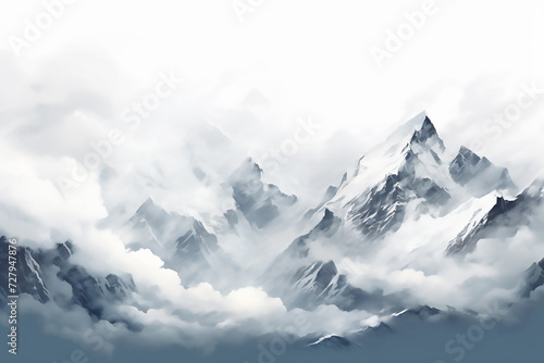 Snowy mountains Isolate on white background 3d illustration