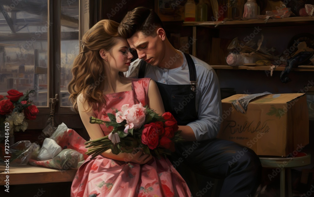 A young couple on Valentines Day