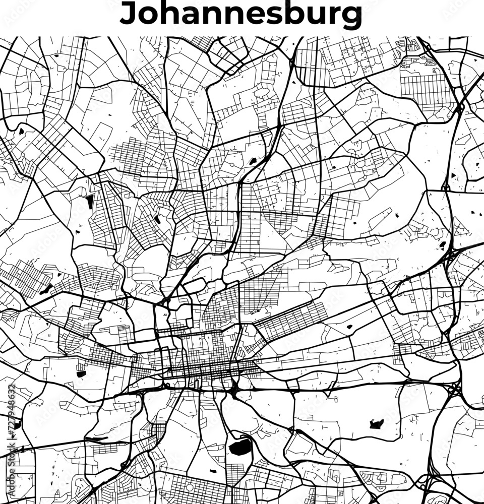 Naklejka premium Johannesburg City Map, Cartography Map, Street Layout Map 