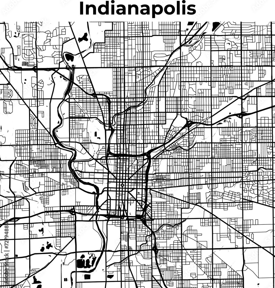 Indianapolis City Map, Cartography Map, Street Layout Map Stock Vector ...