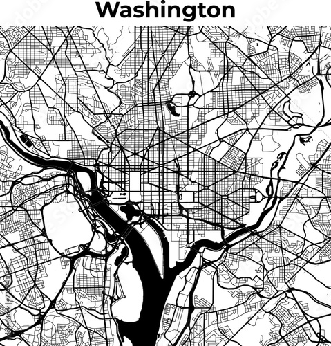 Washington City Map, Cartography Map, Street Layout Map 