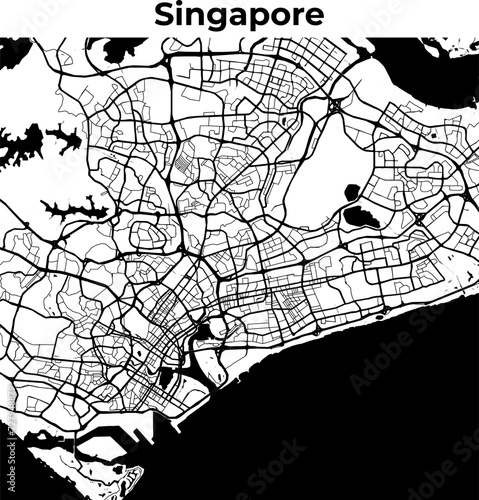 Singapore City Map, Cartography Map, Street Layout Map 