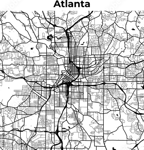 Atlanta City Map, Cartography Map, Street Layout Map 