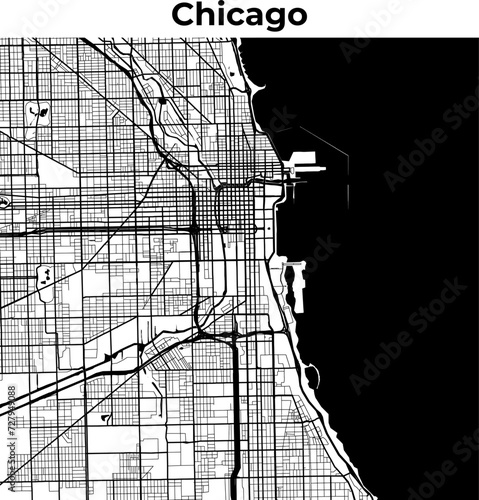 Chicago City Map, Cartography Map, Street Layout Map 