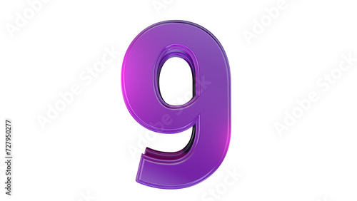 Purple 3d number 9