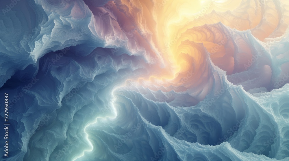 Abstract fractal background, in the style of ethereal cloud landscapes. - obrazy, fototapety, plakaty 