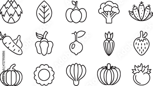 vegetables thin line icon set vector collections. 
