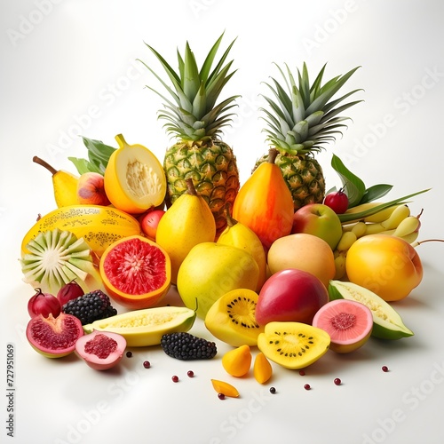 Tropical Paradise on a Plate Vibrant Mangoes  Pineapples  and Dragon Fruit