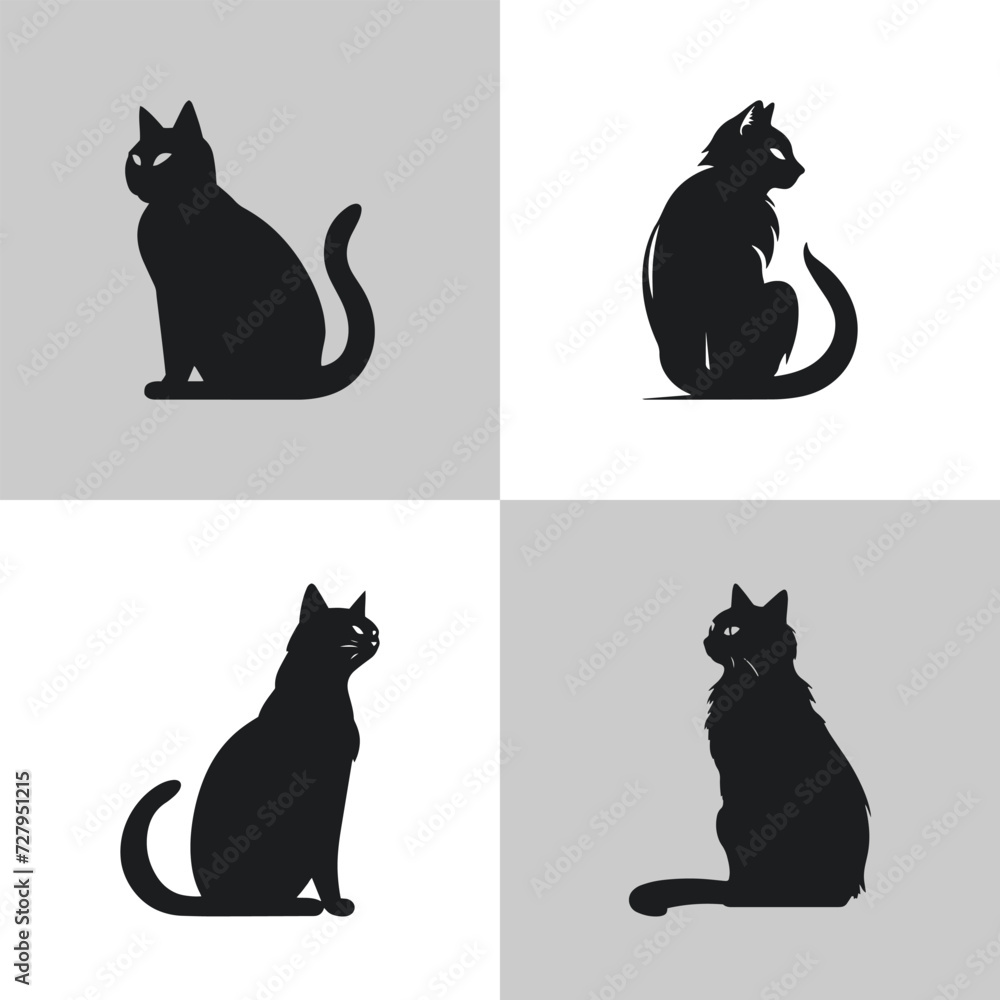 Cats logo icon set premium silhouettes design