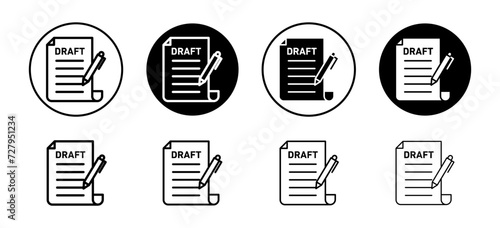 Draft vector icon set collection. Draft Outline flat Icon.