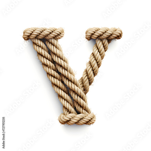 Letter Y out of Rope, rope font, 3d rope font